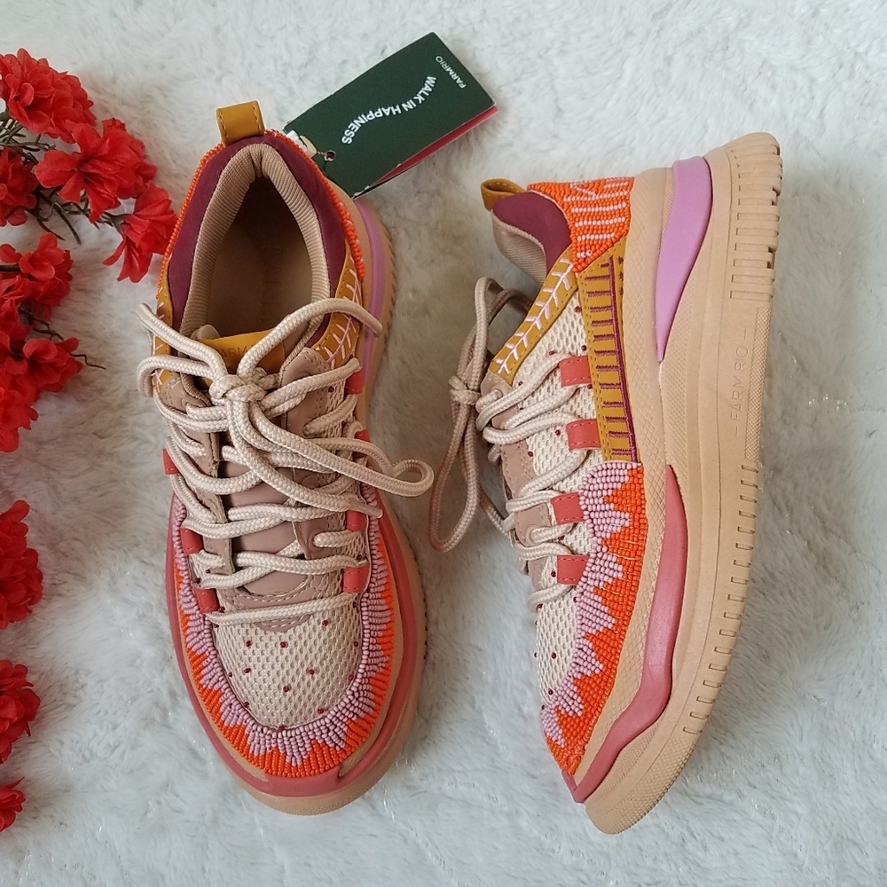 FARM Rio Jungle Panther Bead & Embroidery Embellished Platform Sneakers - Picture 1 of 12